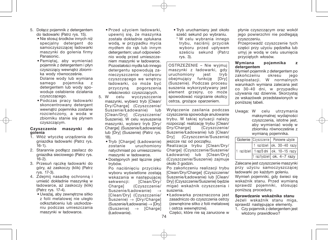 Panasonic ES8168 User Manual | Page 74 / 112