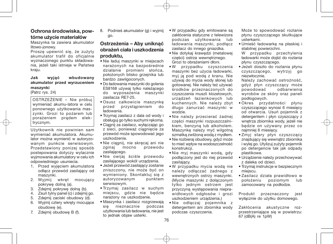 Panasonic ES8168 User Manual | Page 76 / 112