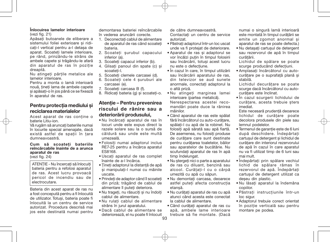 Panasonic ES8168 User Manual | Page 93 / 112