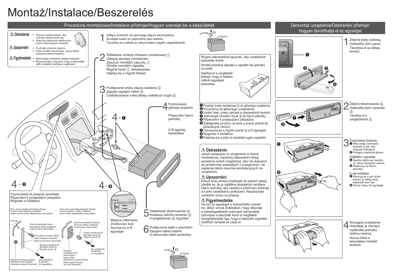 Montaż/instalace/beszerelés | Panasonic CQC3305N User Manual | Page 21 / 36