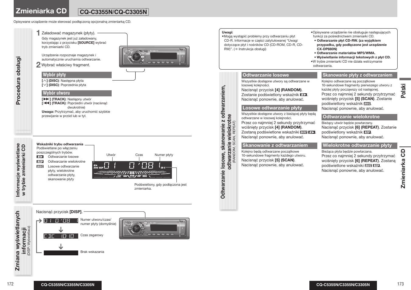 Zmieniarka cd, Polski | Panasonic CQC3305N User Manual | Page 30 / 36