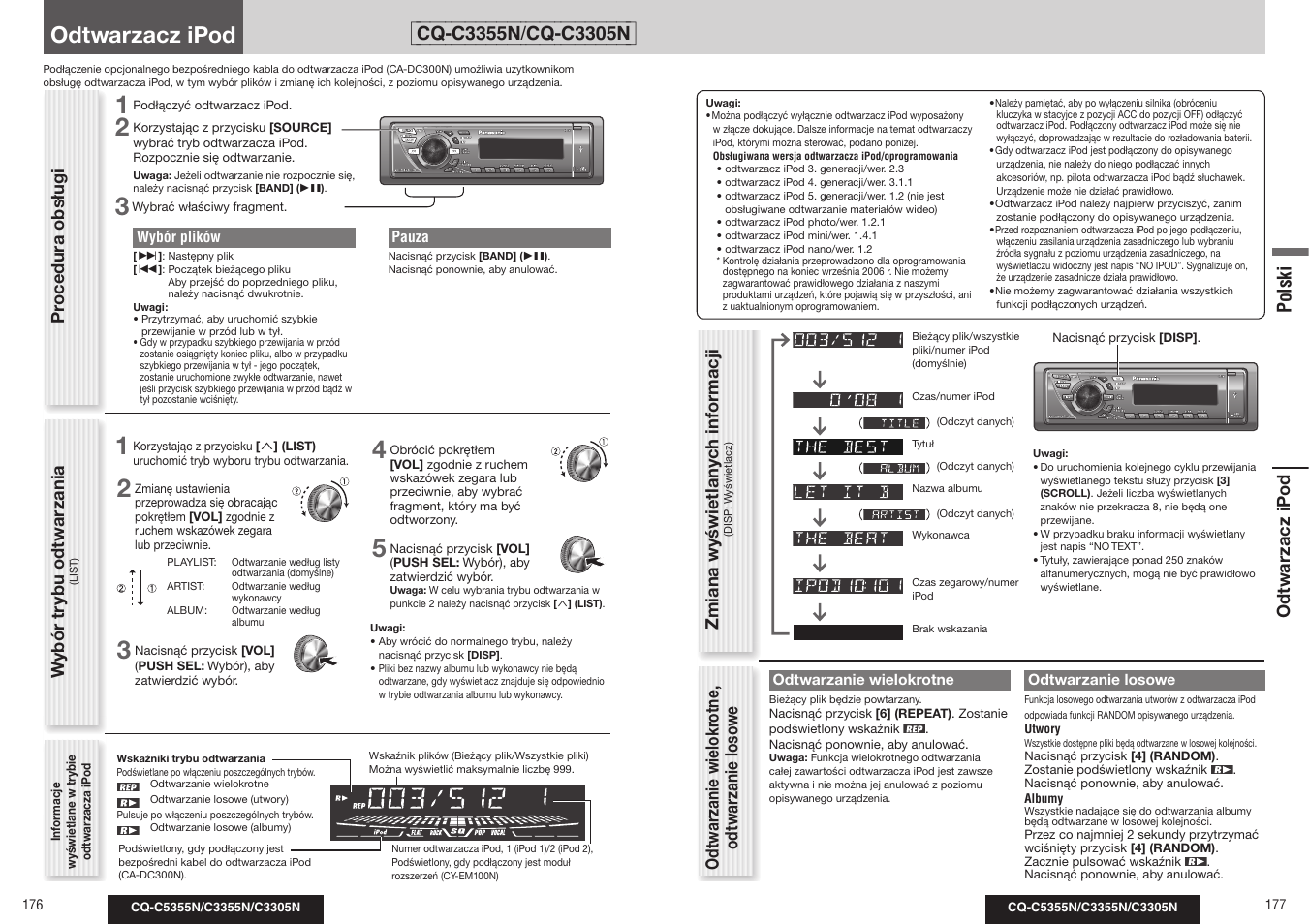 Odtwarzacz ipod, Polski | Panasonic CQC3305N User Manual | Page 32 / 36