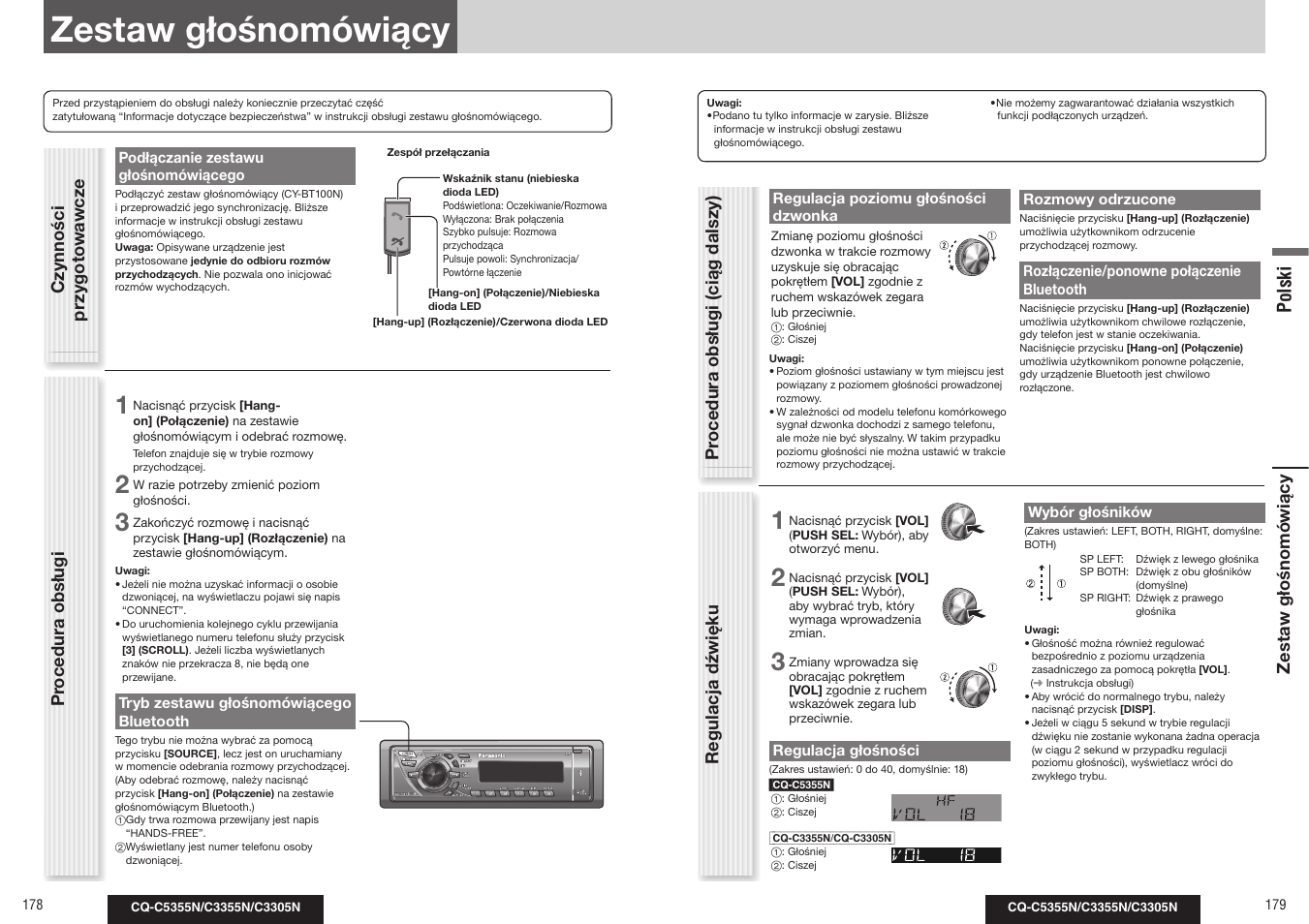 Zestaw głośnomówiący, Polski | Panasonic CQC3305N User Manual | Page 33 / 36