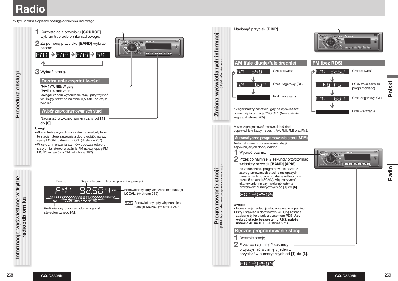 Radio, Polski | Panasonic CQC3305N User Manual | Page 7 / 36