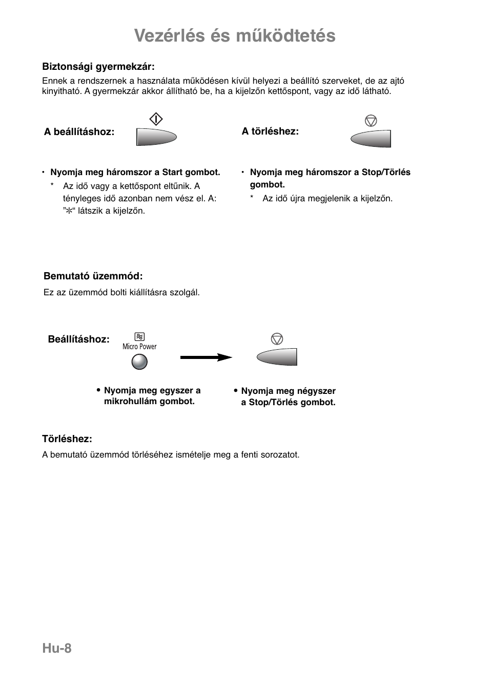 Vezérlés és működtetés, Hu-8 | Panasonic NNGF668M User Manual | Page 10 / 31