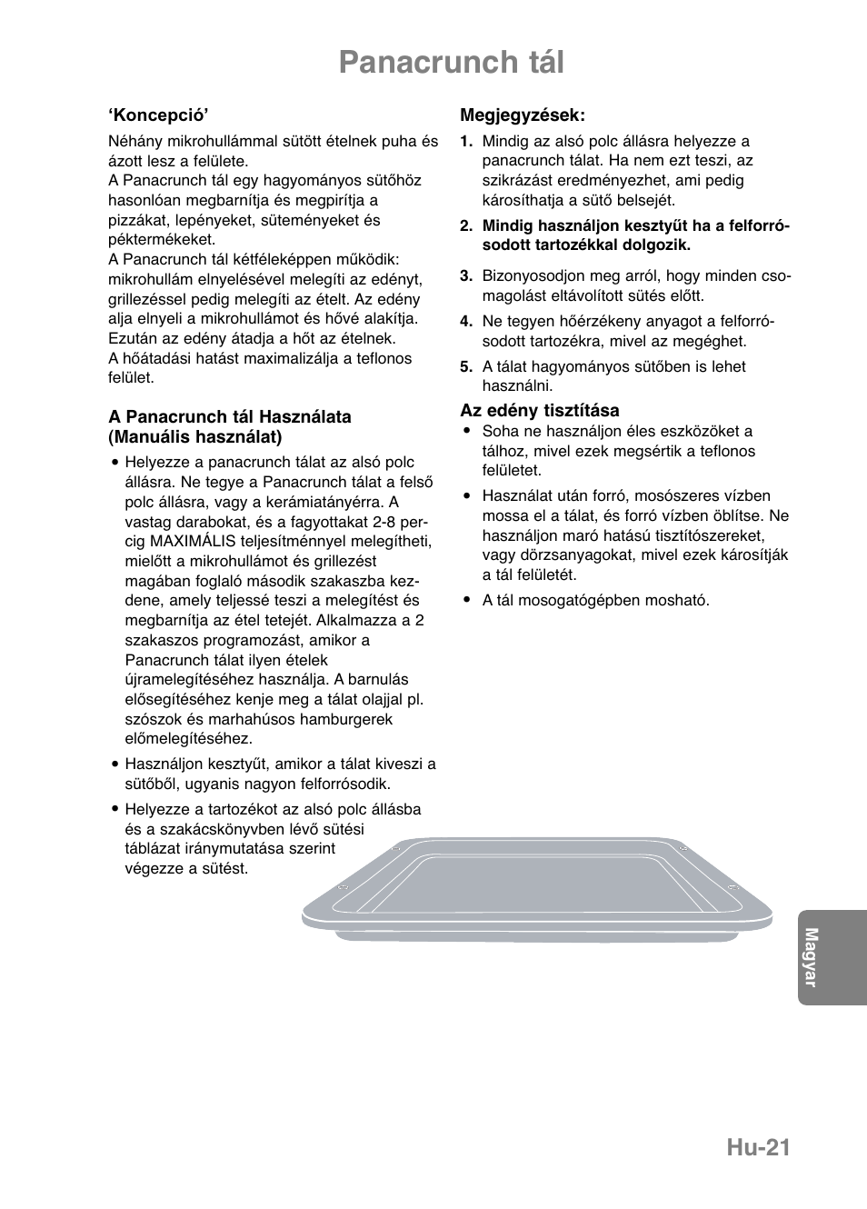 Panacrunch tál, Hu-21 | Panasonic NNGF668M User Manual | Page 23 / 31