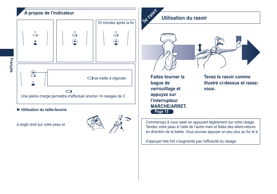 Se raser | Panasonic ESGA21 User Manual | Page 16 / 108