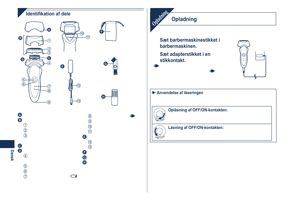 Opladning | Panasonic ESGA21 User Manual | Page 40 / 108