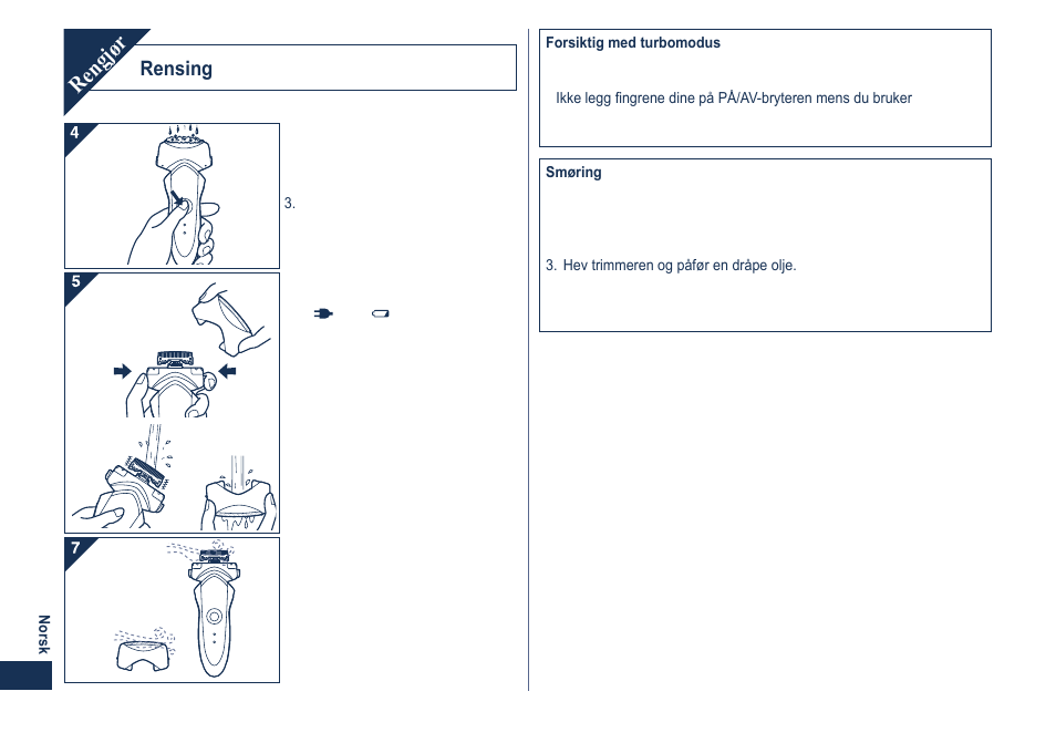 Rengjør, Rensing | Panasonic ESGA21 User Manual | Page 54 / 108