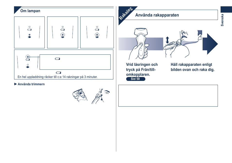 Rakning | Panasonic ESGA21 User Manual | Page 59 / 108
