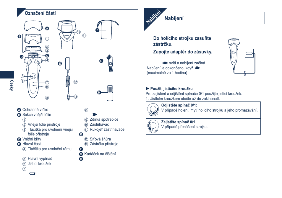 Nabíjení | Panasonic ESGA21 User Manual | Page 76 / 108