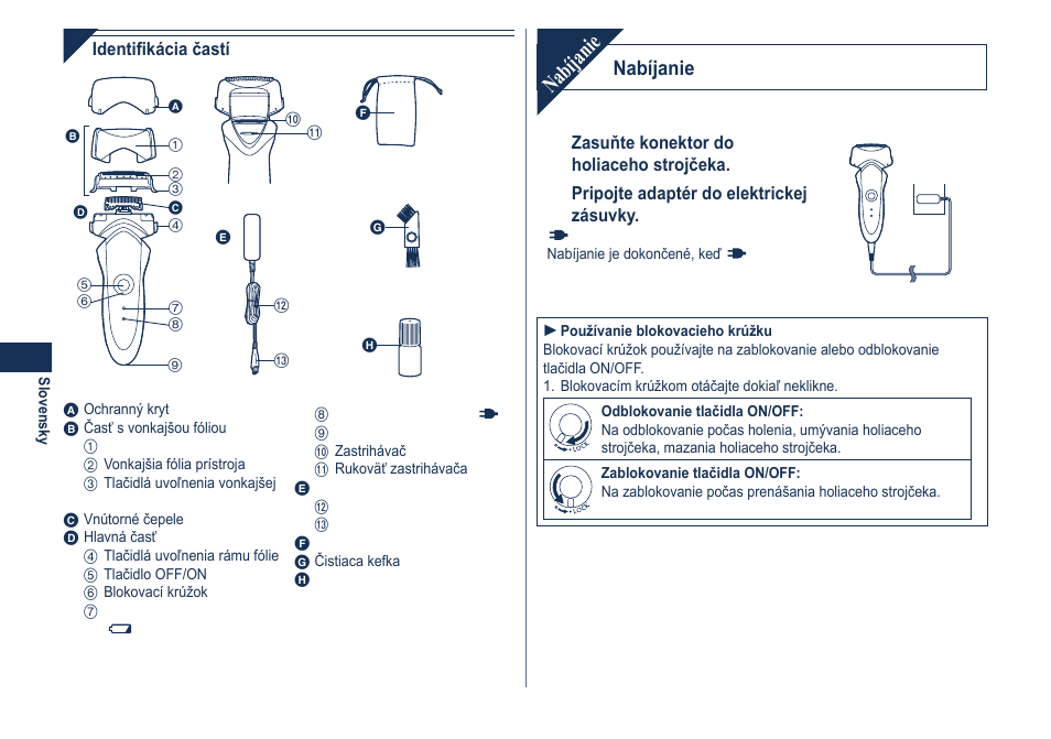 Nabíjanie | Panasonic ESGA21 User Manual | Page 82 / 108