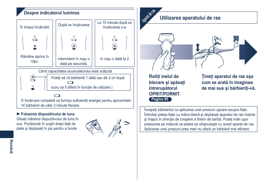 Aparat de ras | Panasonic ESGA21 User Manual | Page 96 / 108