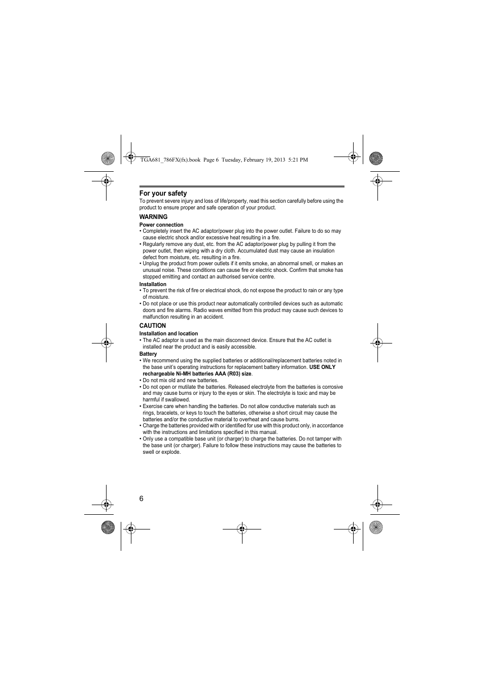 Panasonic KXTGA681FX User Manual | Page 6 / 76