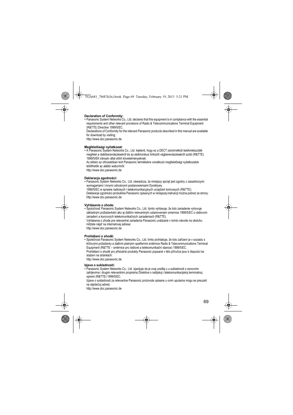 Panasonic KXTGA681FX User Manual | Page 69 / 76