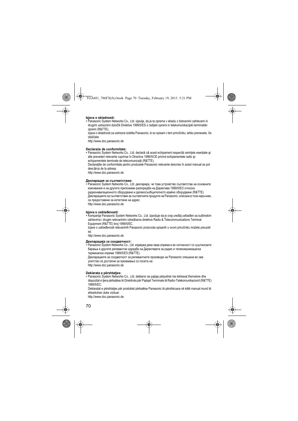 Panasonic KXTGA681FX User Manual | Page 70 / 76