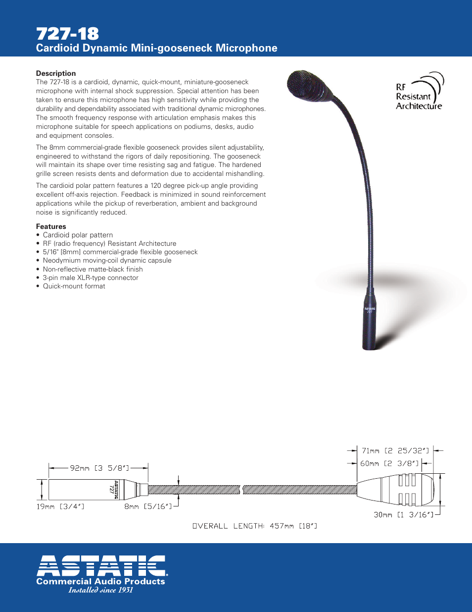 Astatic 727-18 User Manual | 2 pages