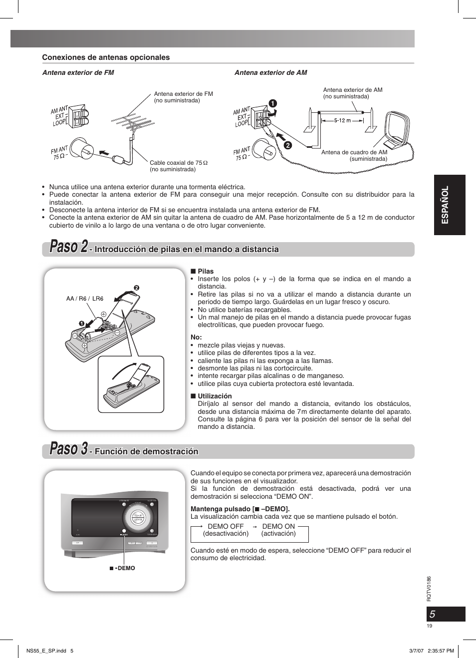 Paso 2, Paso 3 | Panasonic SCNS55 User Manual | Page 19 / 58