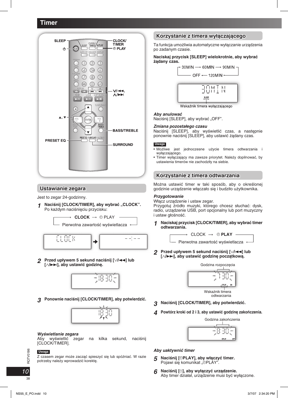 10 timer | Panasonic SCNS55 User Manual | Page 38 / 58