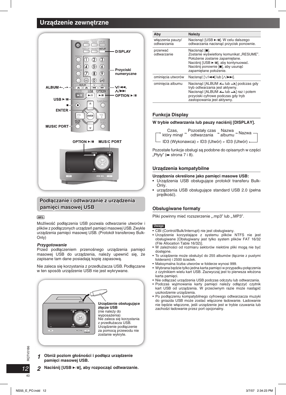 12 urzàdzenie zewn´trzne, Podł | Panasonic SCNS55 User Manual | Page 40 / 58