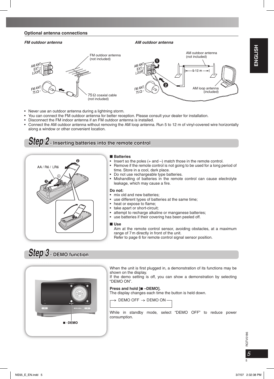 Step 2, Step 3 | Panasonic SCNS55 User Manual | Page 5 / 58