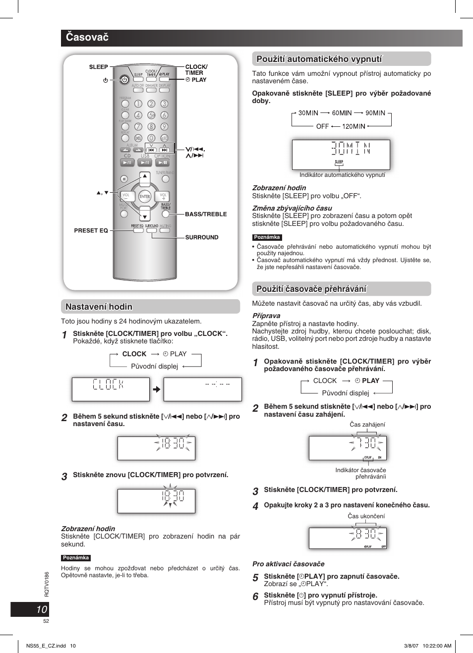 10 âasovaã | Panasonic SCNS55 User Manual | Page 52 / 58