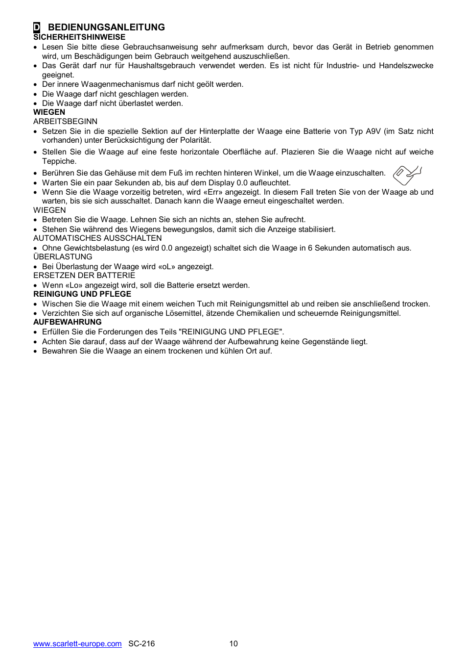Scarlett SC-216 User Manual | Page 10 / 10