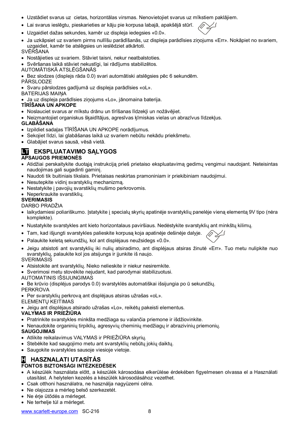 Scarlett SC-216 User Manual | Page 8 / 10