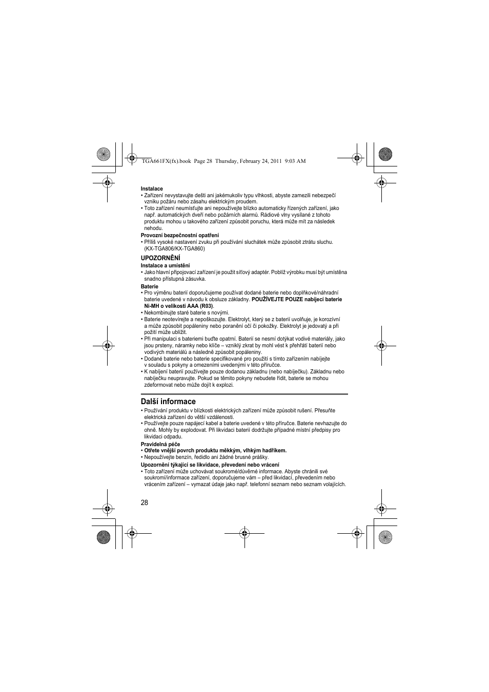 Další informace | Panasonic KXTGA806FX User Manual | Page 28 / 80