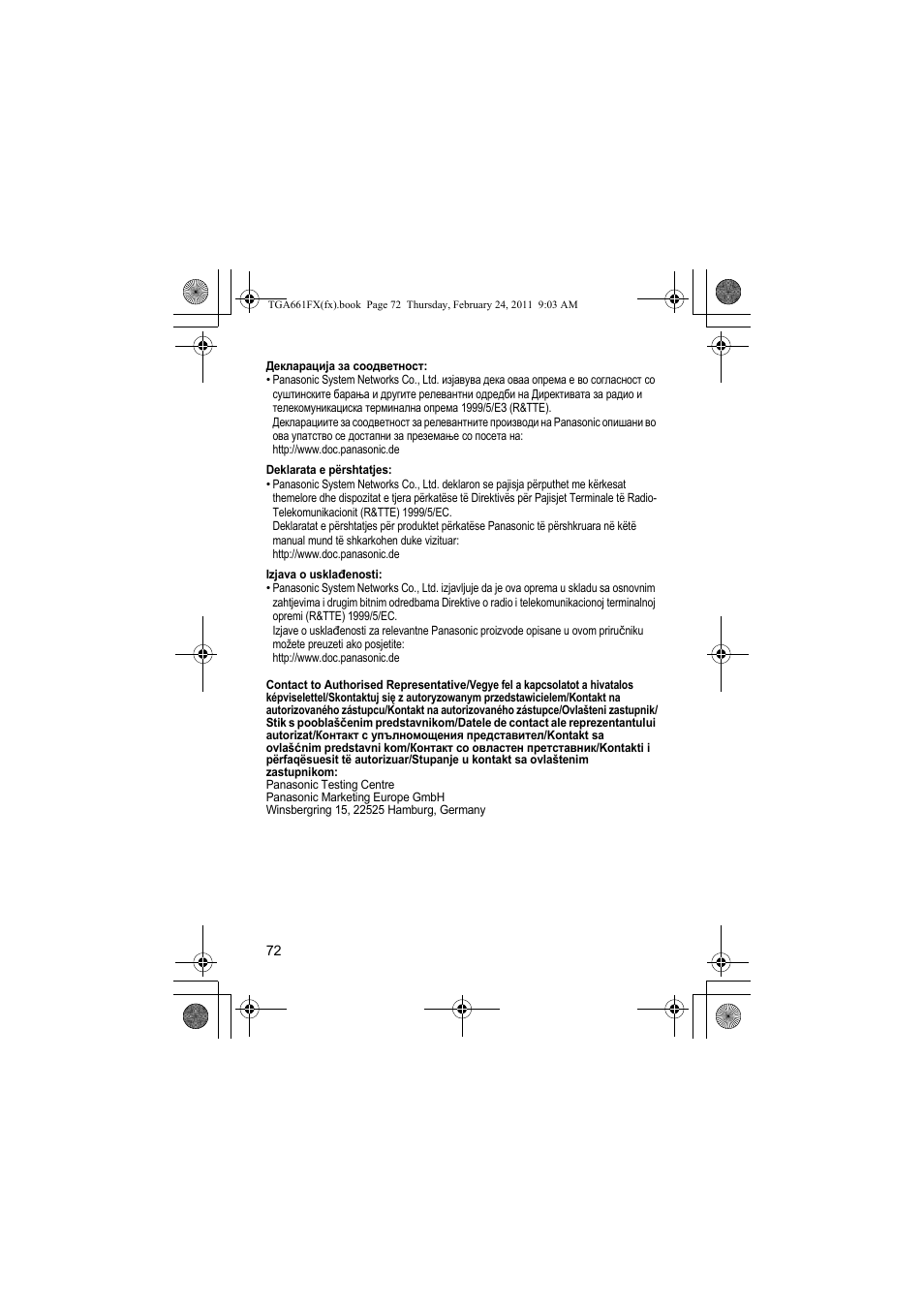 Panasonic KXTGA806FX User Manual | Page 72 / 80