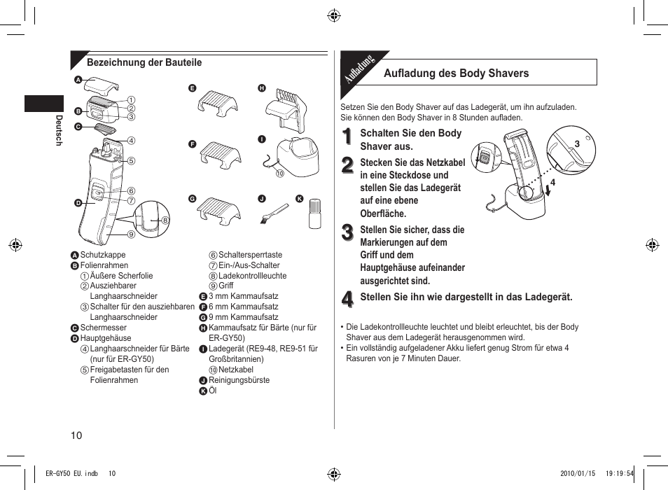 Aufladung | Panasonic ERGY30 User Manual | Page 10 / 136