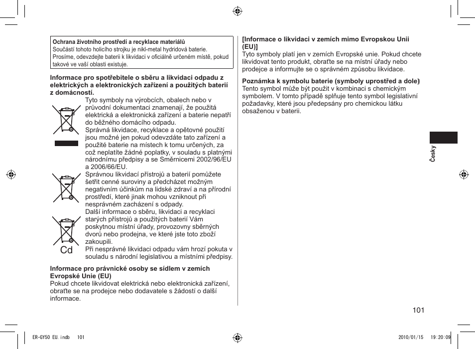 Panasonic ERGY30 User Manual | Page 101 / 136