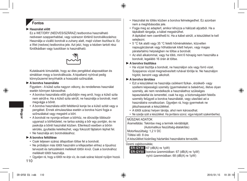 Panasonic ERGY30 User Manual | Page 110 / 136