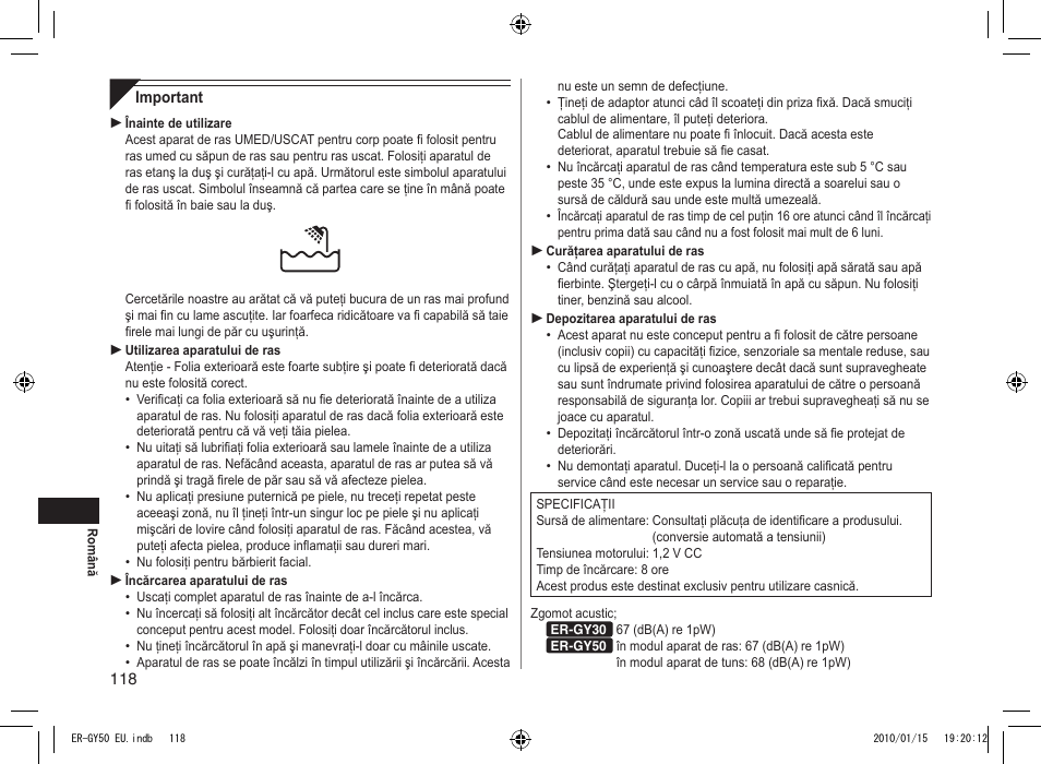 Panasonic ERGY30 User Manual | Page 118 / 136