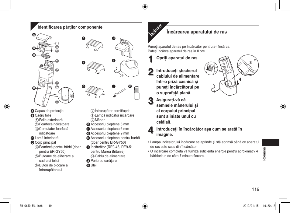 Încăr care | Panasonic ERGY30 User Manual | Page 119 / 136