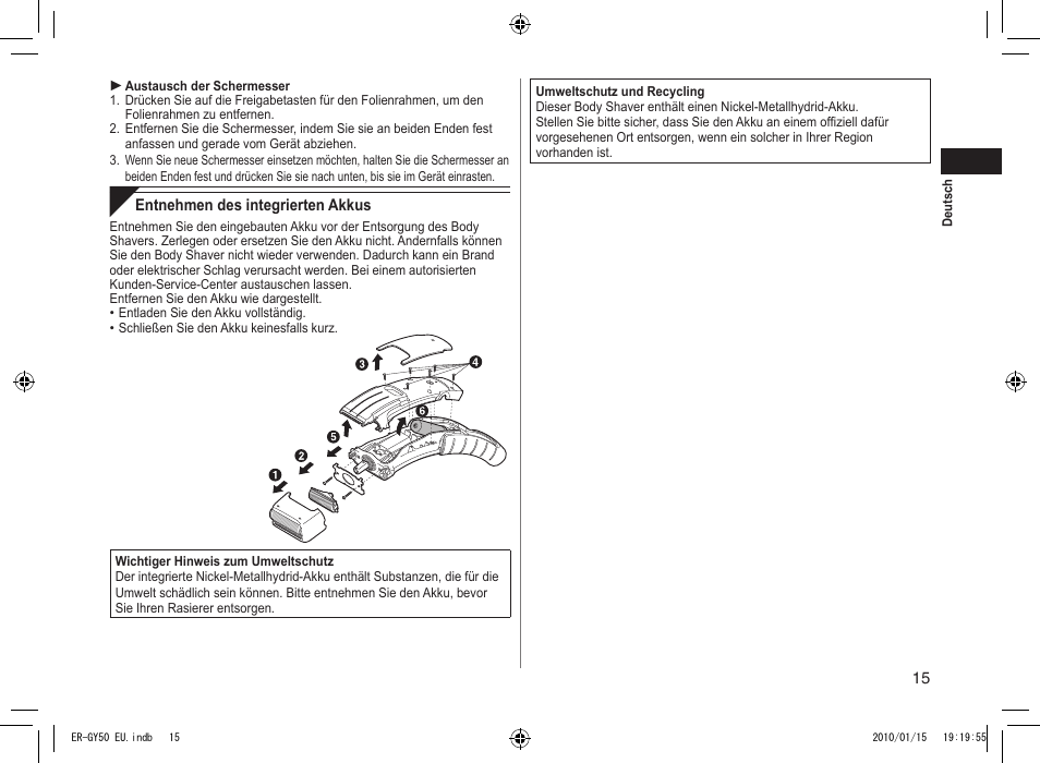 Panasonic ERGY30 User Manual | Page 15 / 136