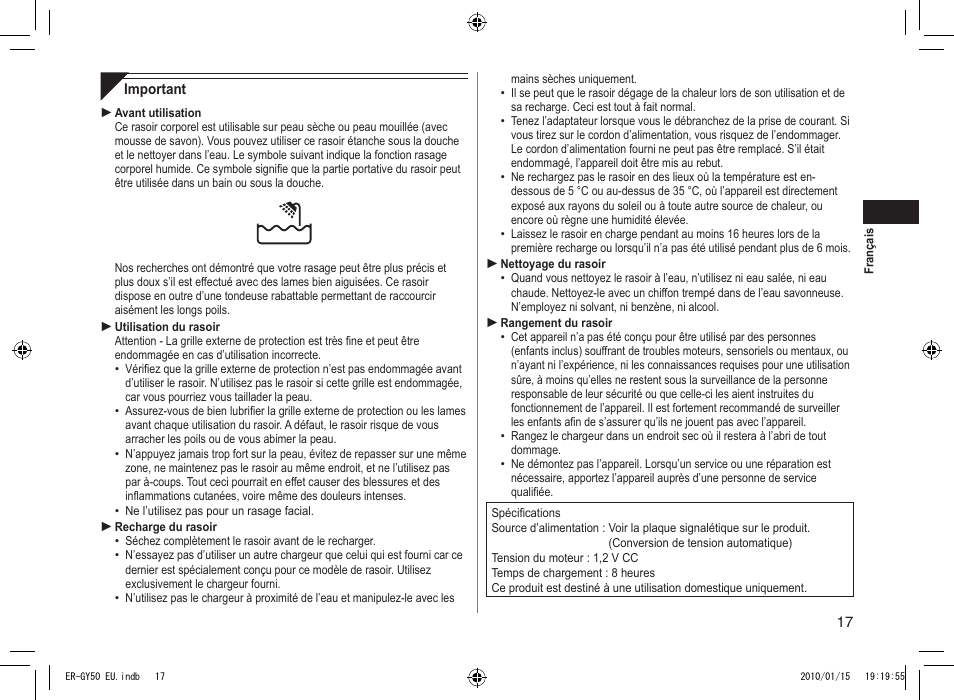 Panasonic ERGY30 User Manual | Page 17 / 136