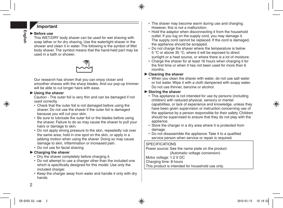 Panasonic ERGY30 User Manual | Page 2 / 136