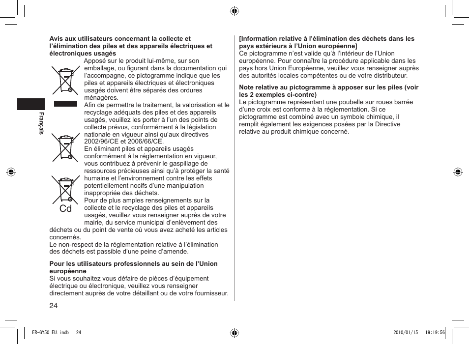 Panasonic ERGY30 User Manual | Page 24 / 136