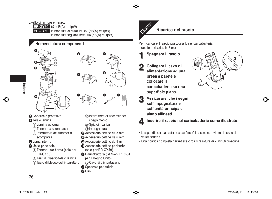 Ricarica | Panasonic ERGY30 User Manual | Page 26 / 136