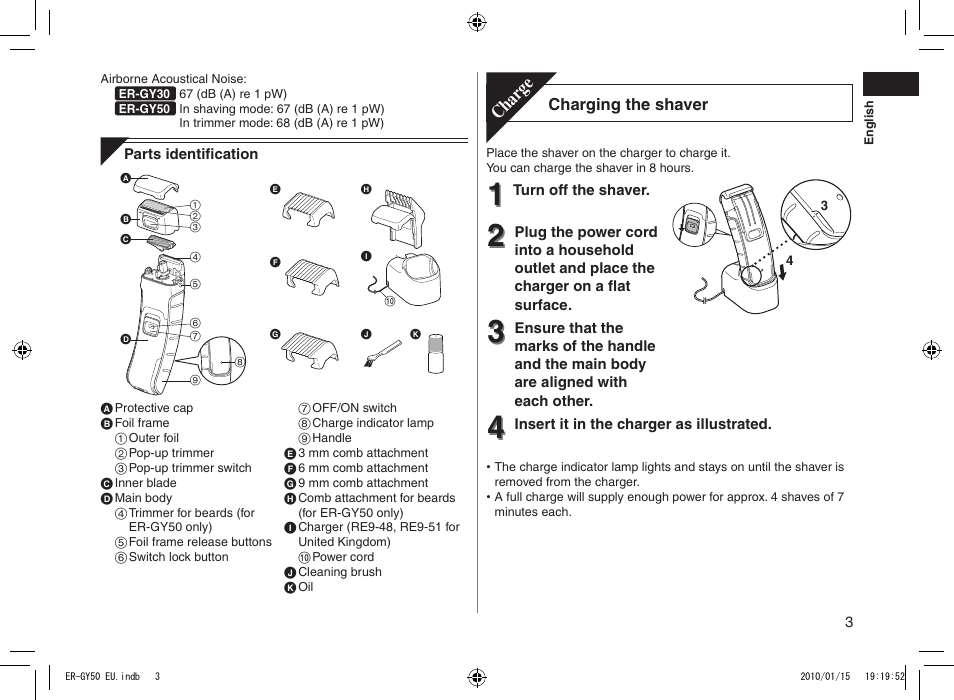 Char ge | Panasonic ERGY30 User Manual | Page 3 / 136