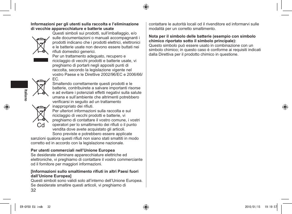 Panasonic ERGY30 User Manual | Page 32 / 136