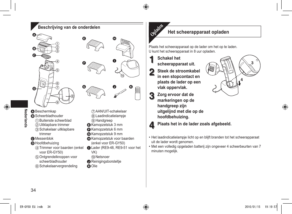 Opladen | Panasonic ERGY30 User Manual | Page 34 / 136