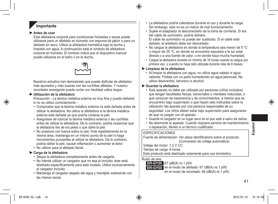 Panasonic ERGY30 User Manual | Page 41 / 136