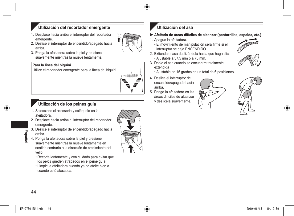 Panasonic ERGY30 User Manual | Page 44 / 136