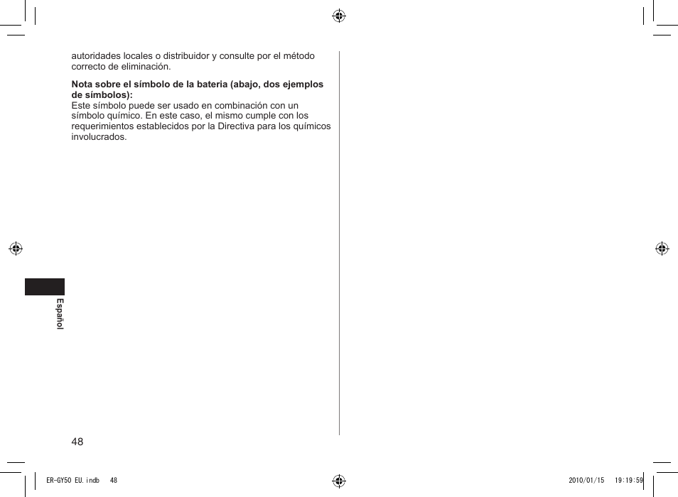 Panasonic ERGY30 User Manual | Page 48 / 136