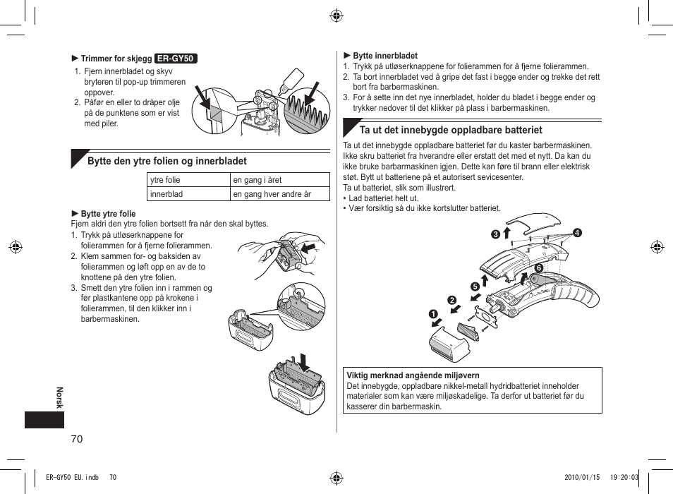 Panasonic ERGY30 User Manual | Page 70 / 136