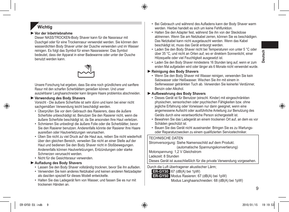 Panasonic ERGY30 User Manual | Page 9 / 136