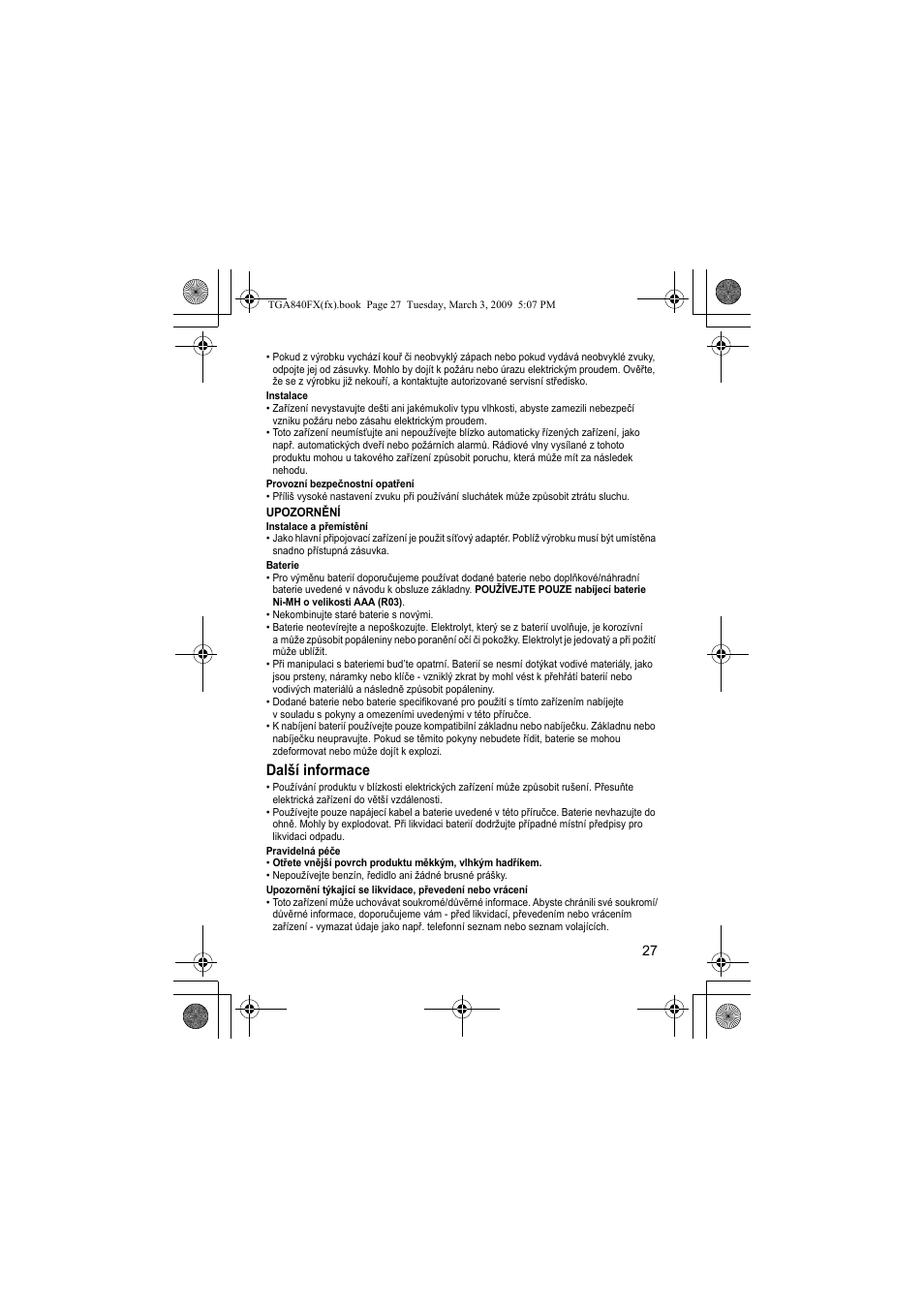 Další informace | Panasonic KXTGA840FX User Manual | Page 27 / 32