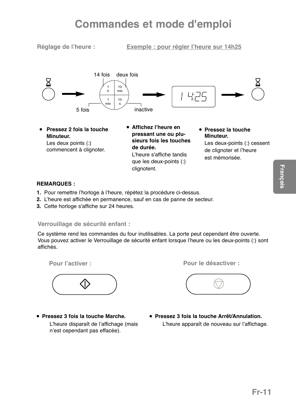 Commandes et mode d'emploi, Fr-11 | Panasonic NNCT850WEPG User Manual | Page 116 / 273